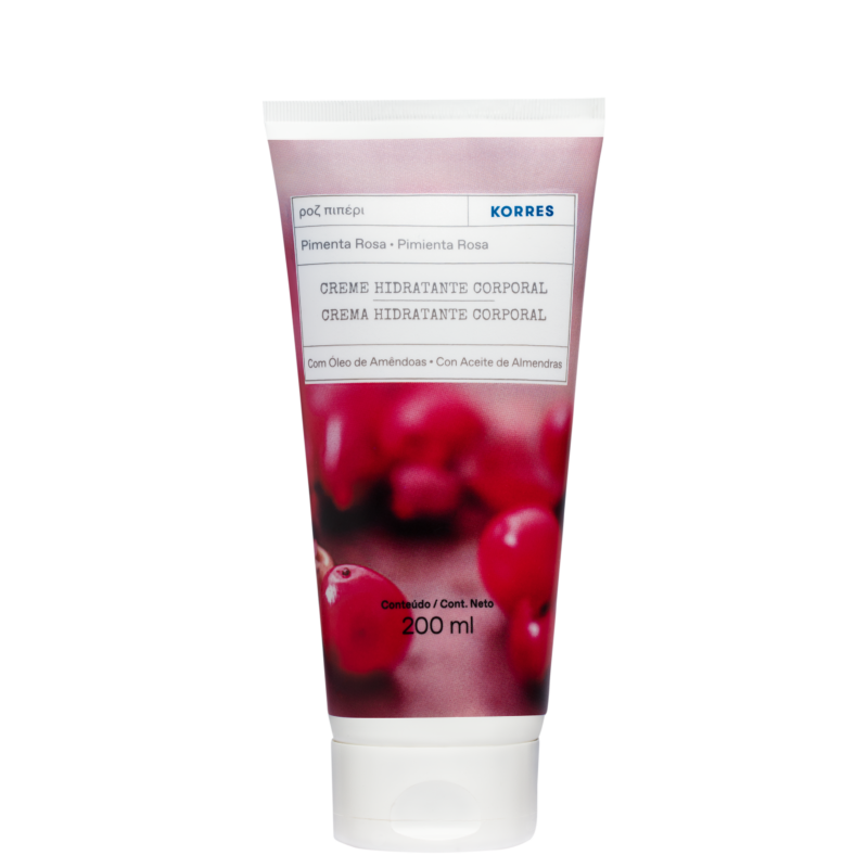 KORRES CREME HIDRATANTE CORPORAL PIMENTA ROSA COM ÓLEO DE AMÊNDOAS 200ML