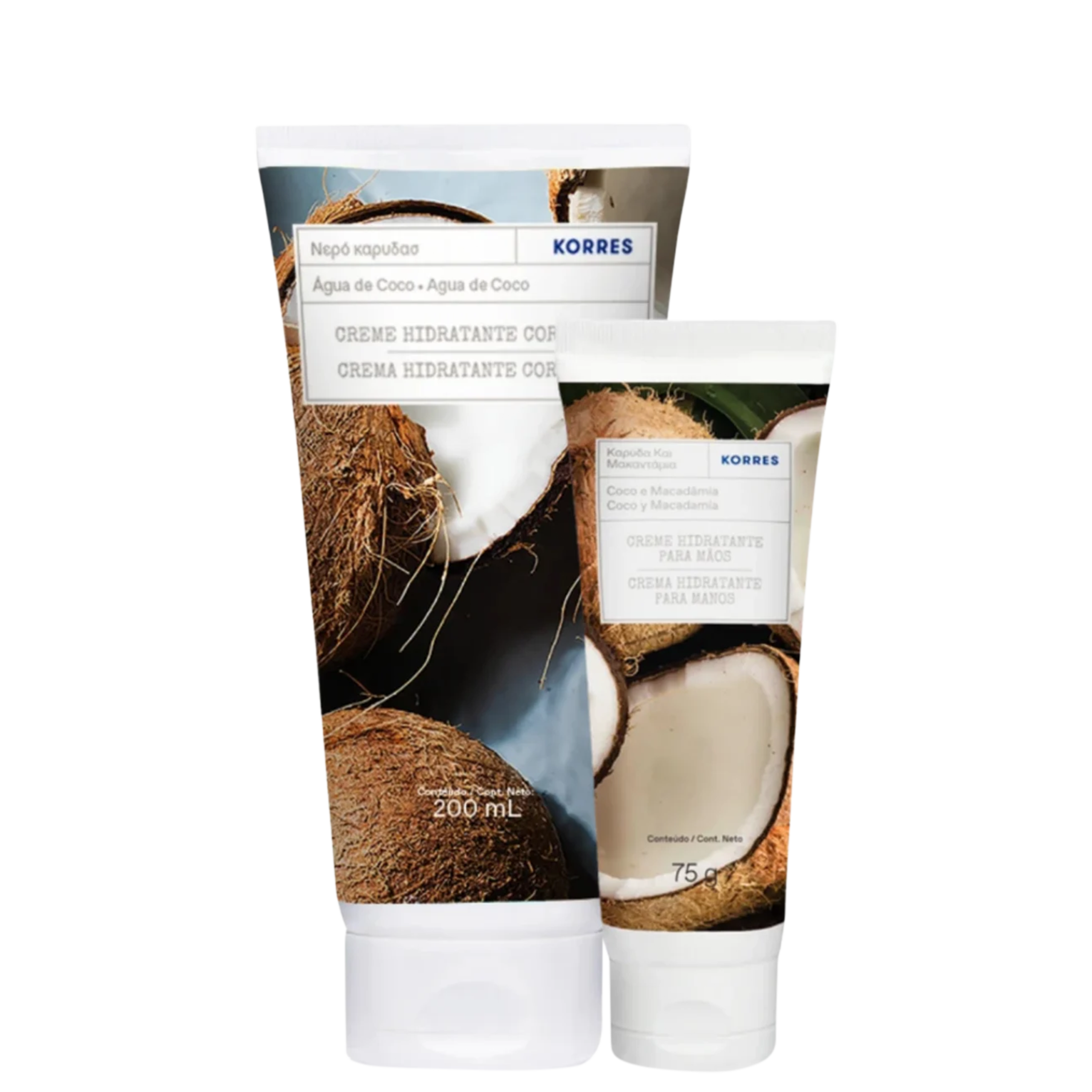 KIT KORRES ÁGUA DE COCO CREME HIDRATANTE CORPORAL 200ML/COCO E MACADÂMIA CREME HIDRATANTE PARA MÃOS 75G KIT KORRES ÁGUA DE COCO CREME HIDRATANTE CORPORAL 200ML/COCO E MACADÂMIA CREME HIDRATANTE PARA MÃOS 75G