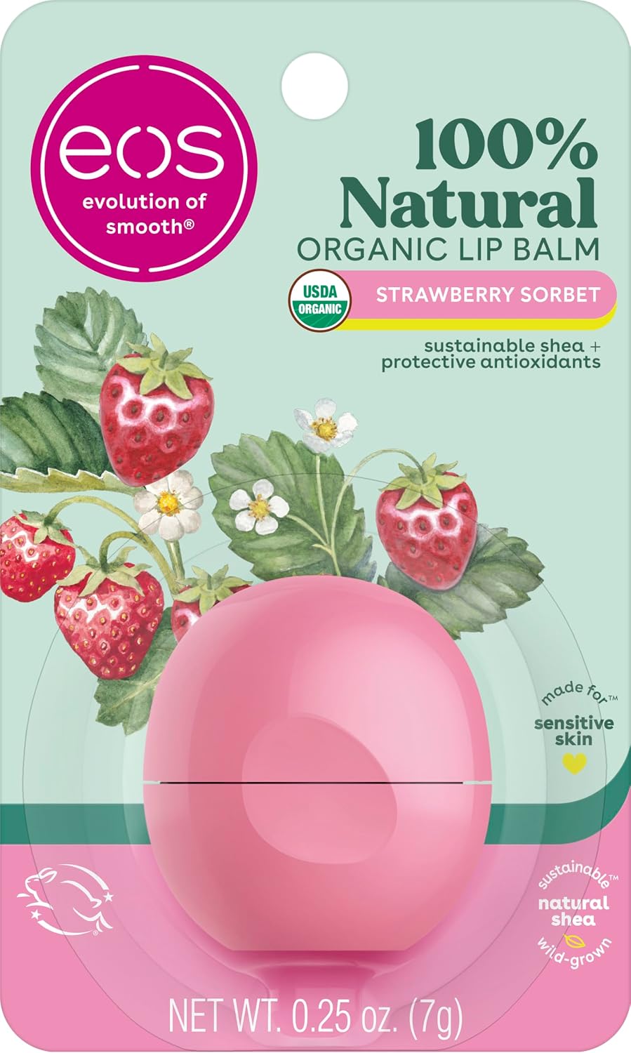 EOS EVOLUTION OF SMOOTH 100% NATURAL ORGANIC LIP BALM STRAWBERRY SORBET 7G EOS EVOLUTION OF SMOOTH 100% NATURAL ORGANIC LIP BALM STRAWBERRY SORBET 7G