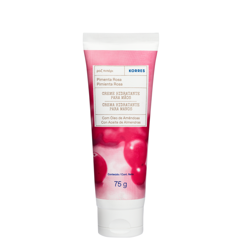 KORRES CREME HIDRATANTE PARA MÃOS PIMENTA ROSA COM ÓLEO DE AMÊNDOAS 75G
