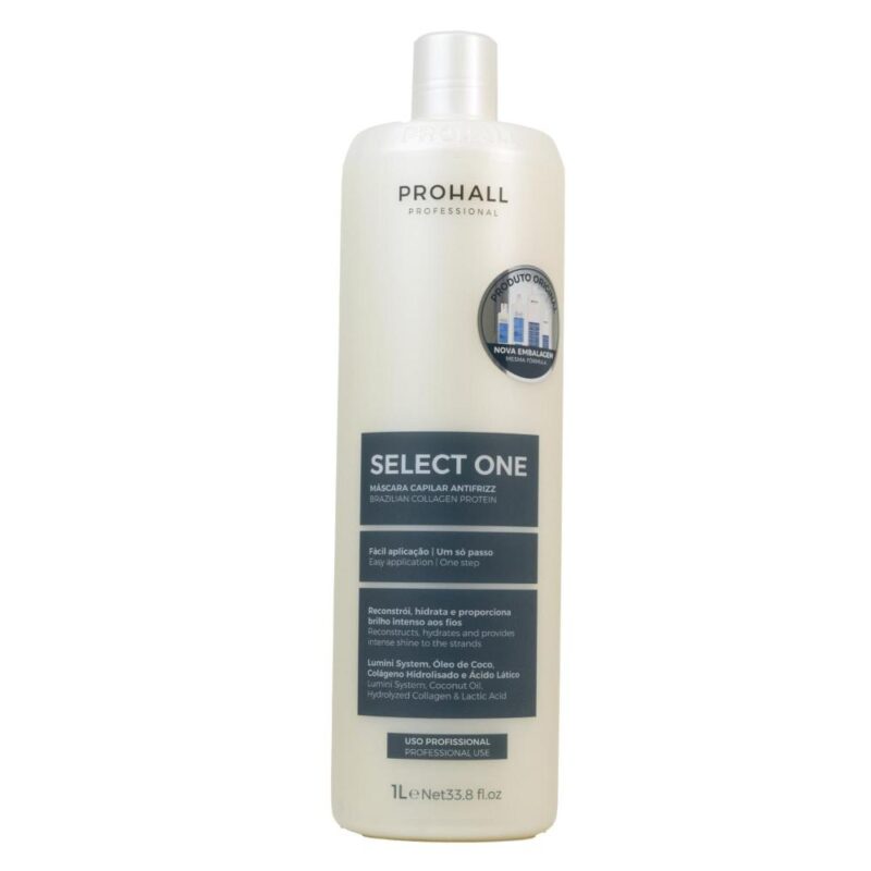 Máscara Capilar Prohall Select One 1l Profissional Antifrizz Com Colágeno Hidratação