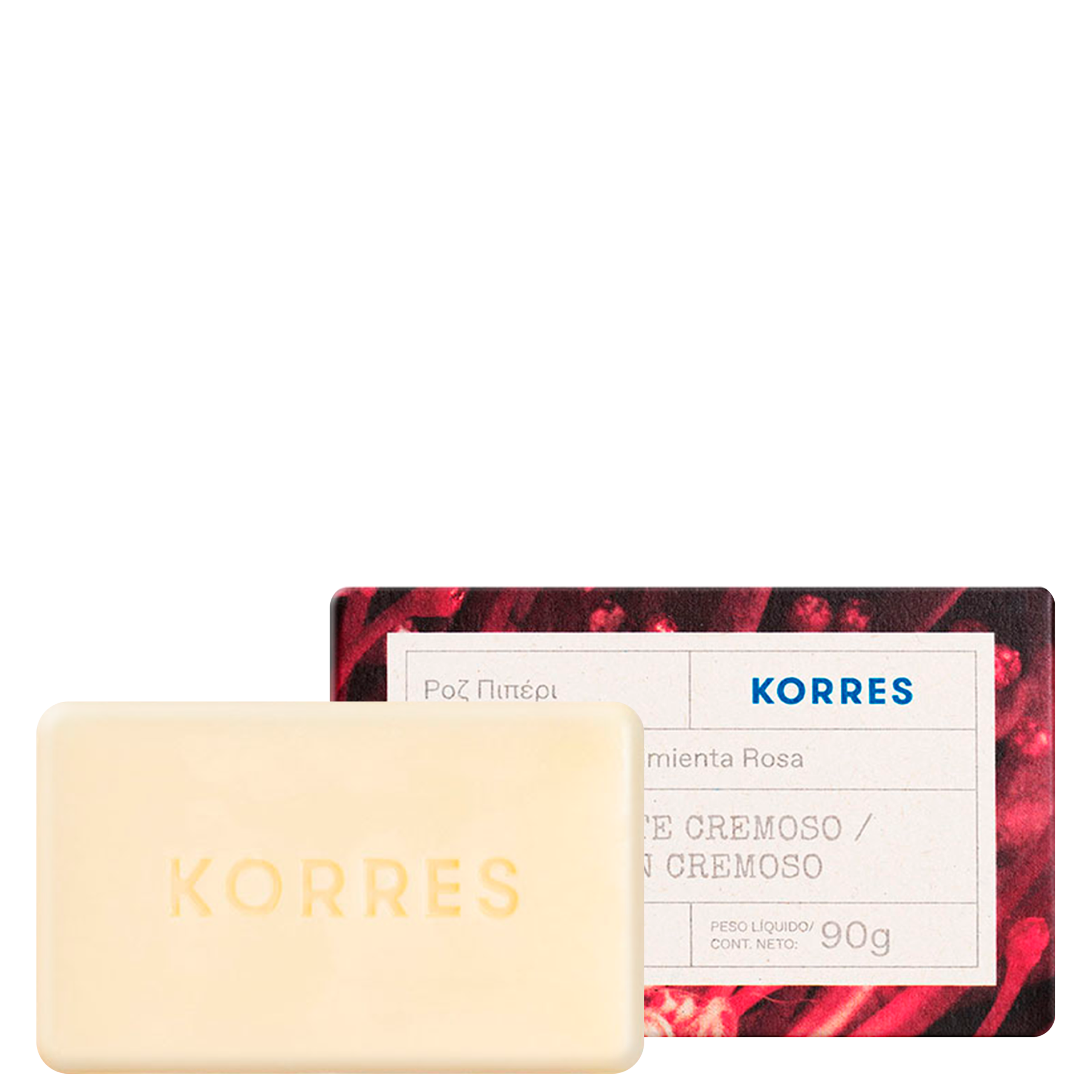 KORRES SABONETE CREMOSO EM BARRA PIMENTA ROSA 90G
