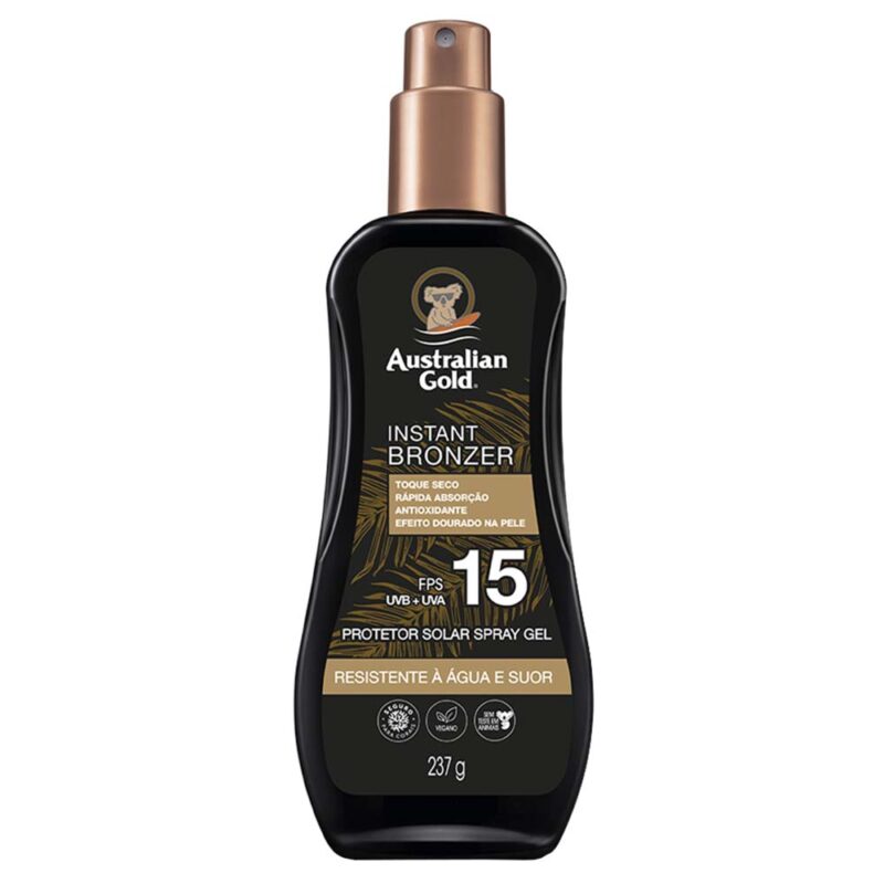 AUSTRALIAN GOLD INSTANT BRONZER SPRAY GEL SUNSCREEN FPS15 237ML