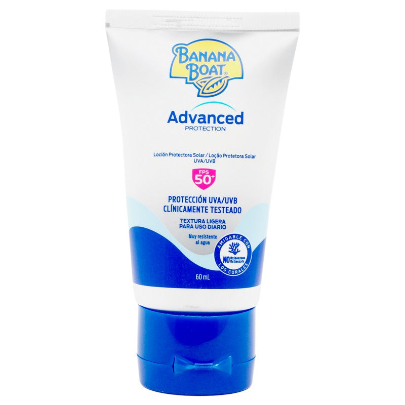 BANANA BOAT LOÇÃO PROTETORA SOLAR ADVANCED PROTECTION UVA/UVB FPS 50+ 60ML