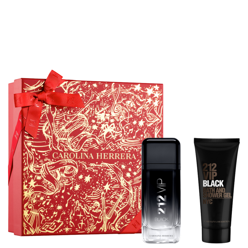 KIT CAROLINA HERRERA PERFUME 212 VIP BLACK EAU DE PARFUM 100ML+GEL DE BANHO 100ML