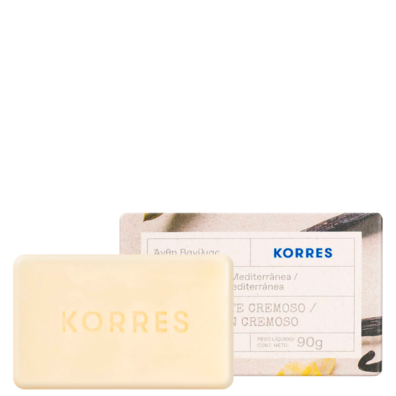 KORRES SABONETE CREMOSO EM BARRA FLOR DE BAUNILHA MEDITERRÂNEA 90G
