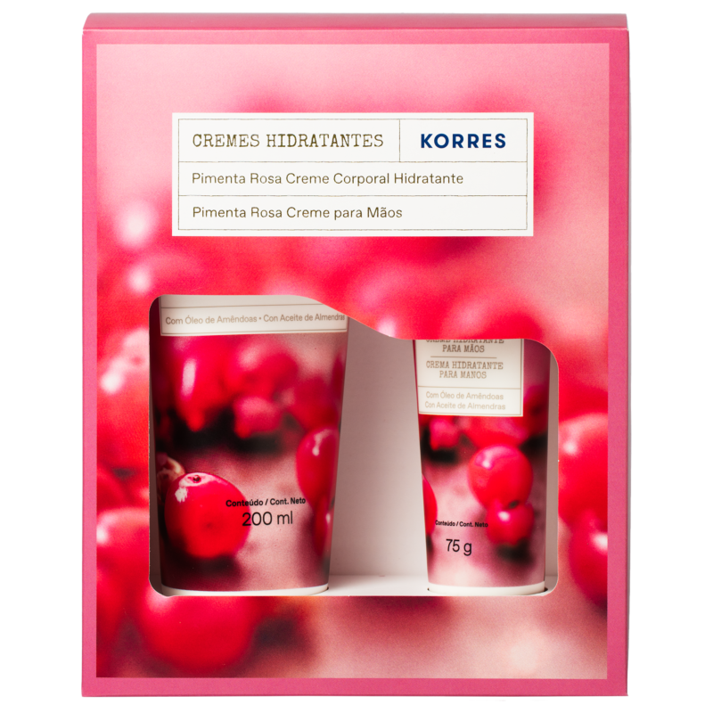 KIT KORRES CREME HIDRATANTE CORPORAL 200ML/CREME HIDRATANTE PARA MÃOS 75G PIMENTA ROSA