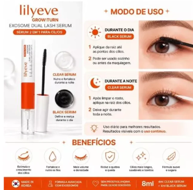 LILYEVE GROW: TURN EXOSOME DUAL LASH SERUM 8ML - Imagem 2