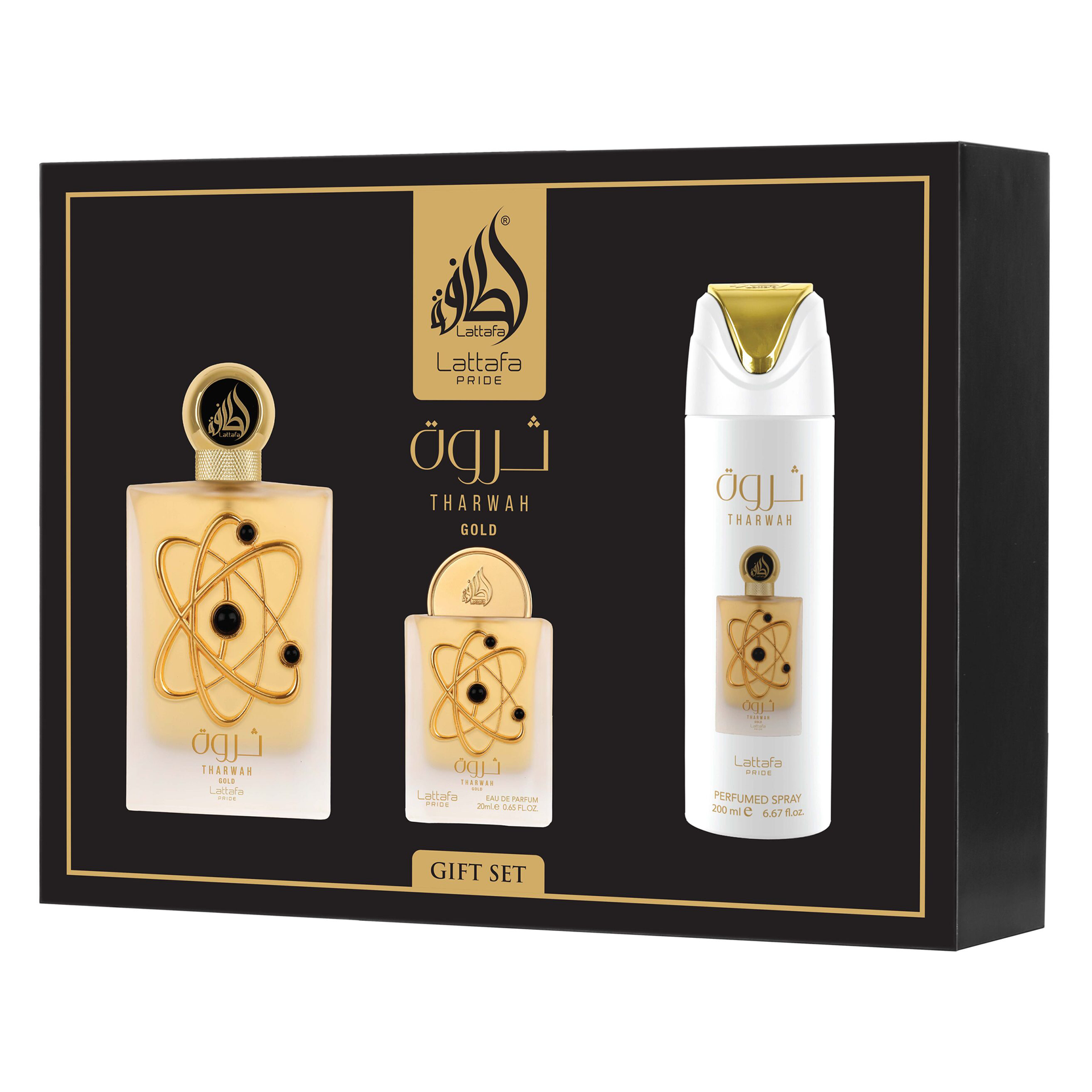 KIT LATTAFA PERFUME THARWAH GOLD 100ML + 20ML -DES200ML - Imagem 2