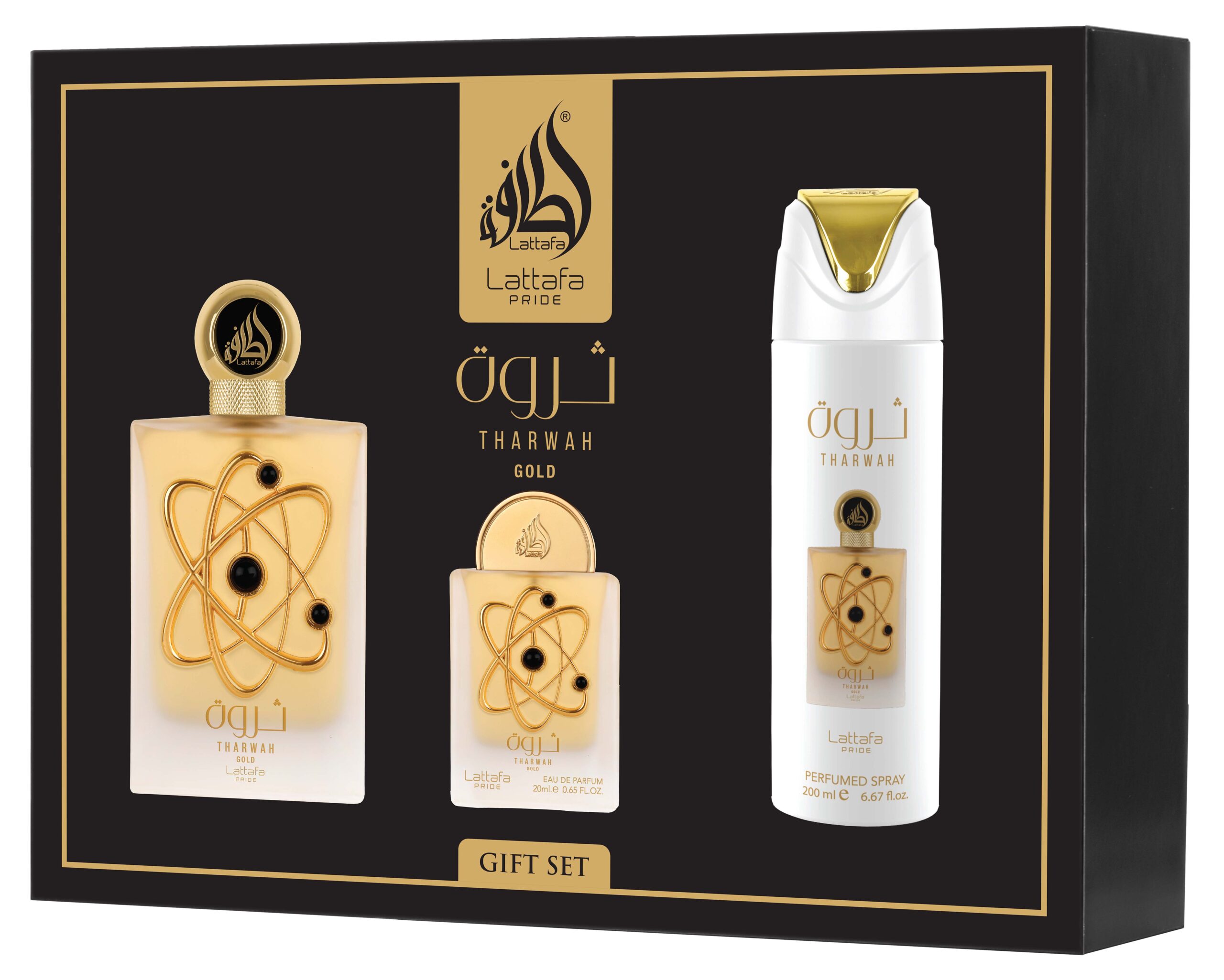 KIT LATTAFA PERFUME THARWAH GOLD 100ML + 20ML -DES200ML KIT LATTAFA PERFUME THARWAH GOLD 100ML + 20ML -DES200ML